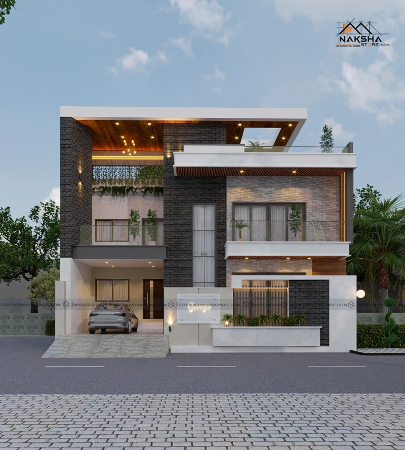 Modern Luxury 3D House Elevation Design | G+1 Contemporary Home Exterior | Naksha Store